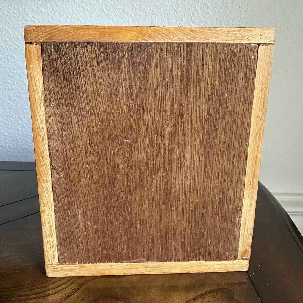 VTG Handmade Jewelry Box 8 Inch Folk Art Inlay‎ Marquetry Wood Felt New Mexico